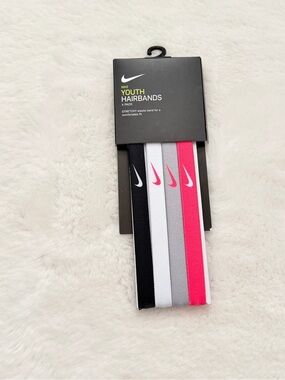 Nike Youth 4-Pack Elastic Hairbands — Black, White, Gray, Hot Pink